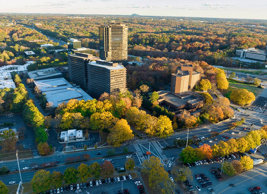 Mableton, GA - Aerial View of the Business District of Mableton, GA